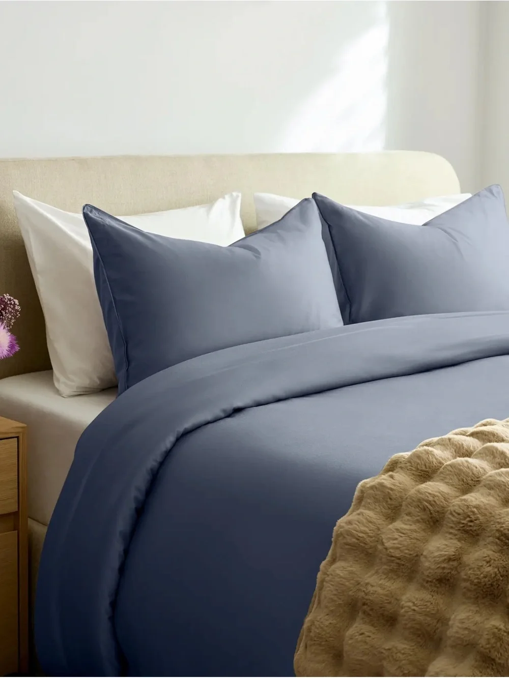 Quince Organic Cotton Sateen Comforter NWT Mineral Blue King/Cali King $435